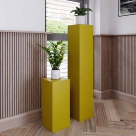 1005 - Geel Gelakte Zuil - MDF - 200 x 200 x 500 mm (1)