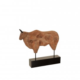 6004 - Houten beeld stier op voet - Stier op voet (1)