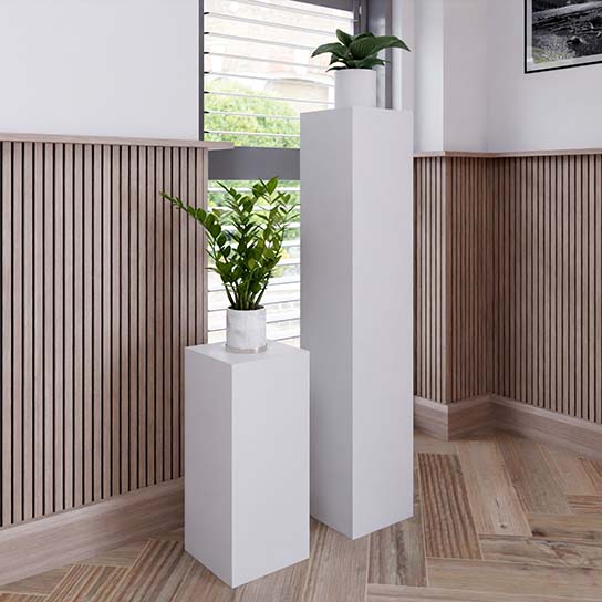 [1001] Wit Gelakte Zuil (200 x 200 x 1000 mm, Zijdeglans, RAL - 9010 - Zuiver wit)