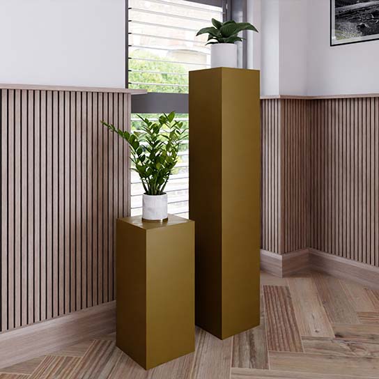 [1004] Bruin Gelakte Zuil (200 x 200 x 1100 mm, Zijdeglans 2K, RAL - 8000 - Groenbruin)