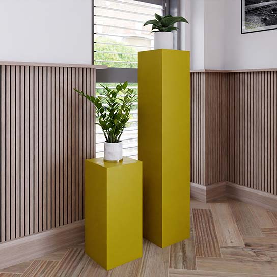 [1005] Geel Gelakte Zuil (200 x 200 x 1100 mm, Zijdeglans, RAL - 1000 - Groenbeige)