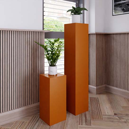 [1006] Oranje Gelakte Zuil (200 x 200 x 1100 mm, Zijdeglans, RAL - 2000 - Geeloranje)