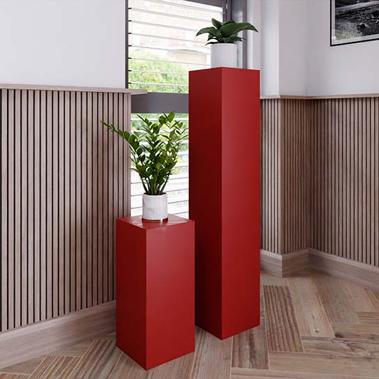 [1007] Rood Gelakte Zuil (200 x 200 x 1100 mm, Zijdeglans 2K, RAL - 3000 - Vuurrood)