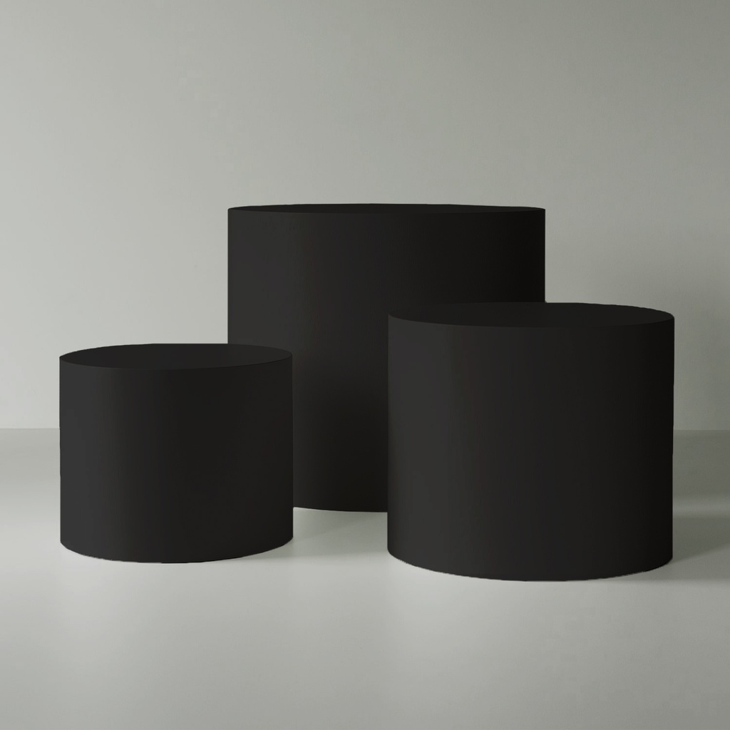 [2202] Zwart Gelakte Zuil Rond  (1000 x 1000 x 500 mm, Zijdeglans 2K, RAL - 9004 - Signaalzwart)