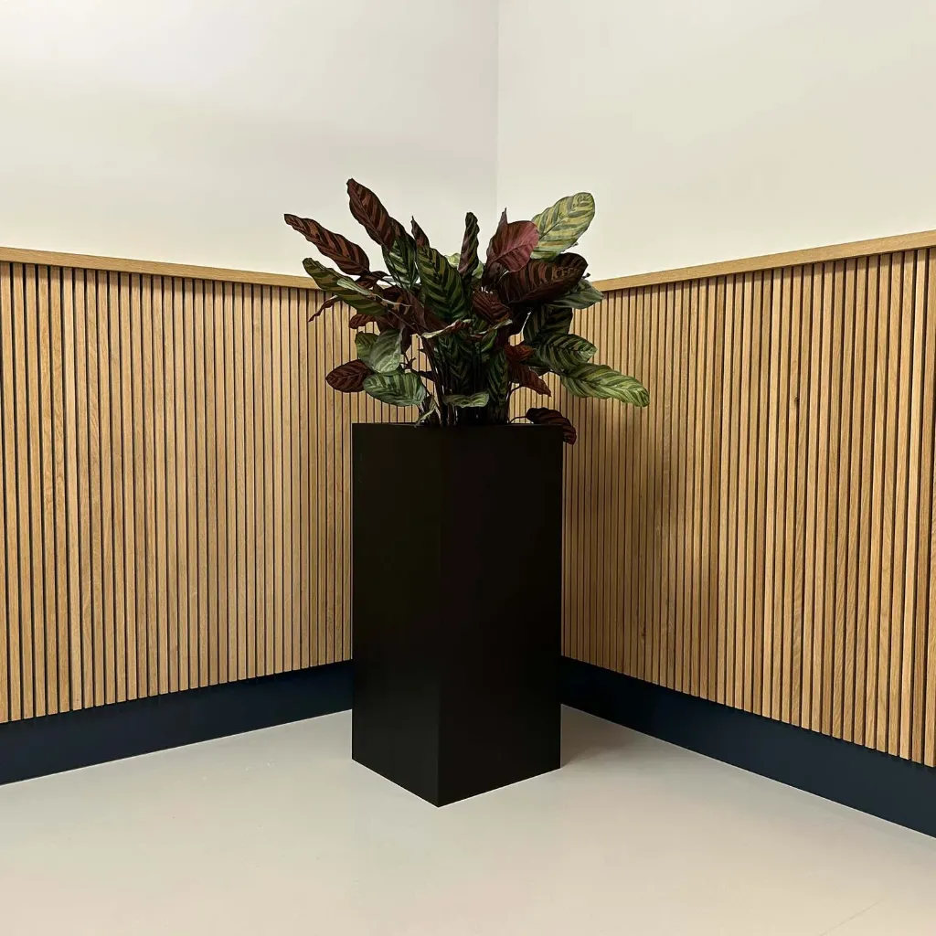 [1851] Plantenstandaard Eiken Fineer Mat (25x25x100, Afgelakt, RAL - 7016 - Antracietgrijs)