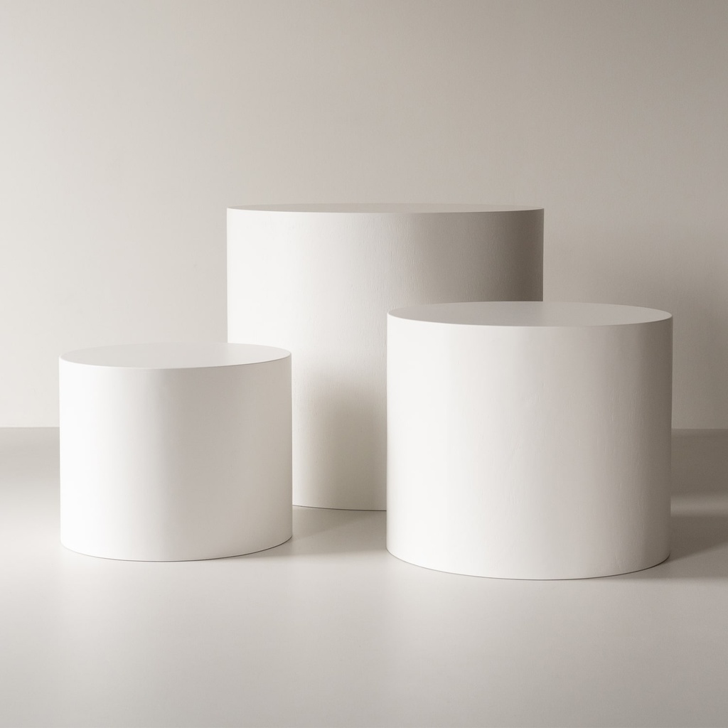 [2203] Gelakte Zuil Rond (1000 x 1000 x 500 mm, Zijdeglans, RAL - 9010 - Zuiver wit)