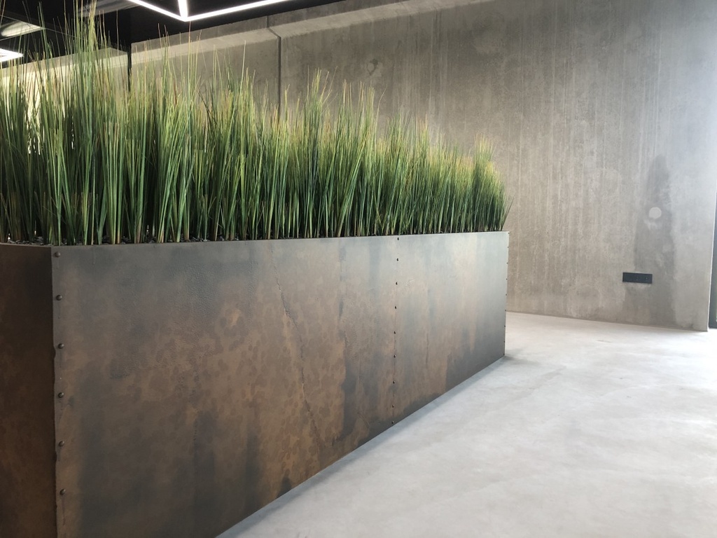[1804] Plantenbak roest look (1500 x 300 x 1000 mm, Inclusief zwenkwielen)