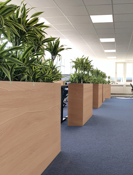 [1805] Plantenbak eiken fineer (1500 x 300 x 1000 mm, Bergen, Inclusief zwenkwielen)