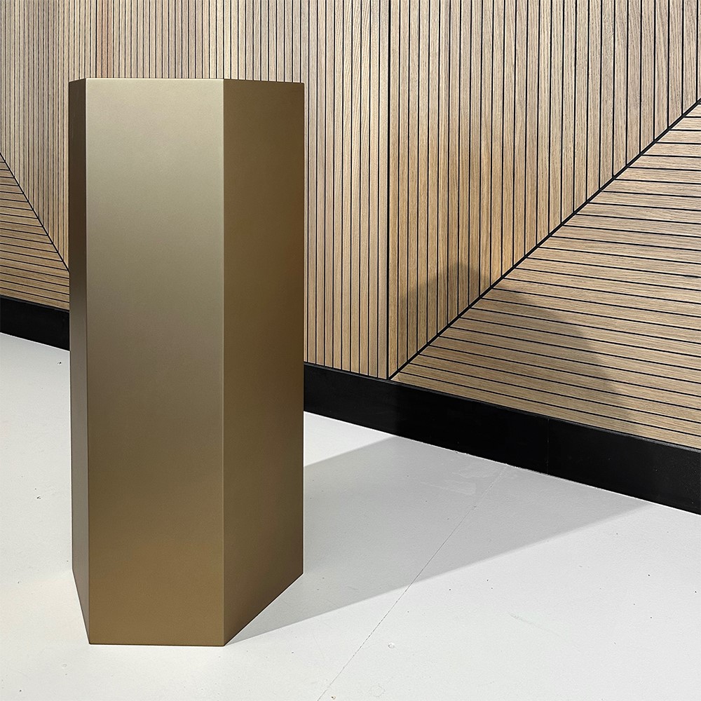 [1202] Antiek Brons Gelakte Zuil Hexagon (350 x 1000 mm)