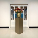 Metaal Gelakte Zuil Vierkant Antiek Brons