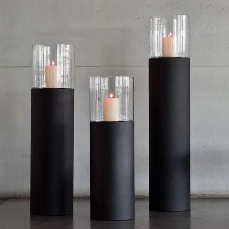 [4014] Sokkel Metaal Rond Zwart  excl. windlicht (ø13.5 x 8 cm)