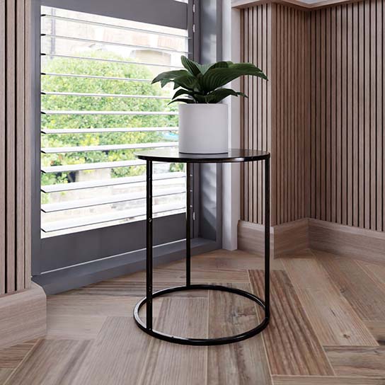 [4007] Sokkel Metaal Rond  Zwart RVS (38 x 38 x 60 cm)