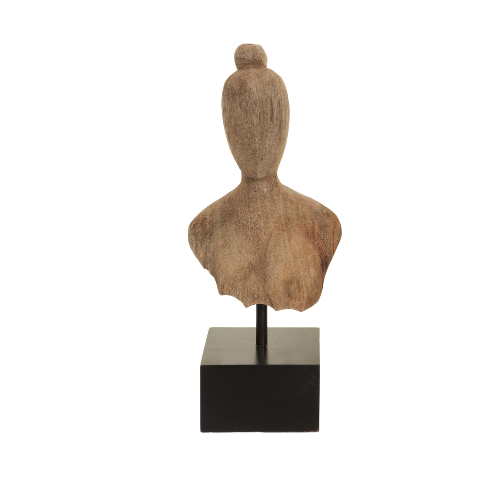 [6001] Houten beeld vrouwen hoofd