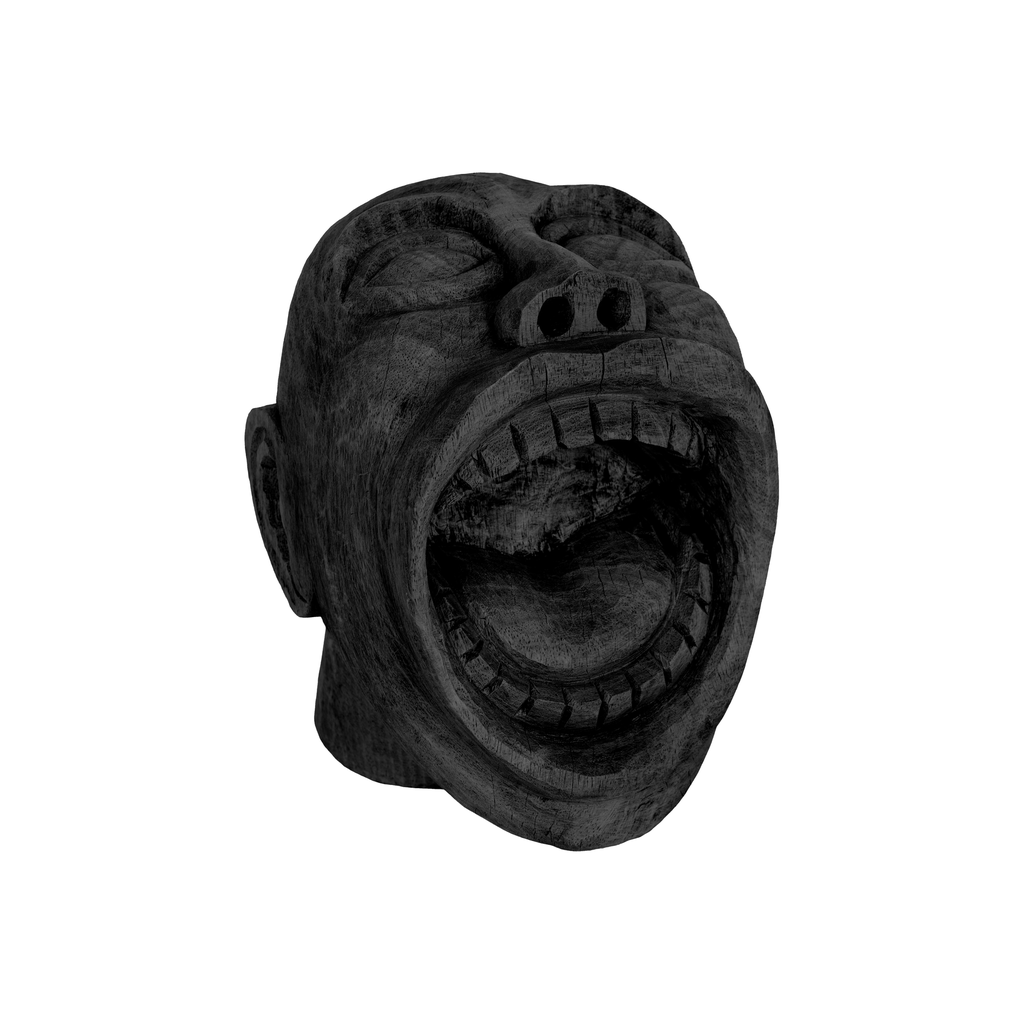 [6013] Houten beeld lachend gezicht