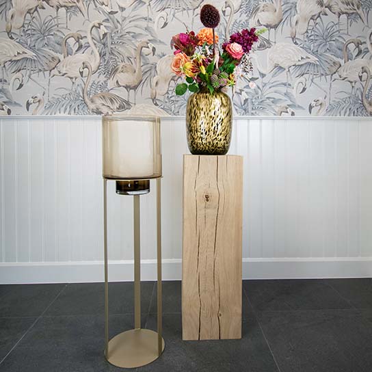 [2008] Eikenhout Zuil    Massief Eiken Boomstam (240 x 240 x 1100 mm)