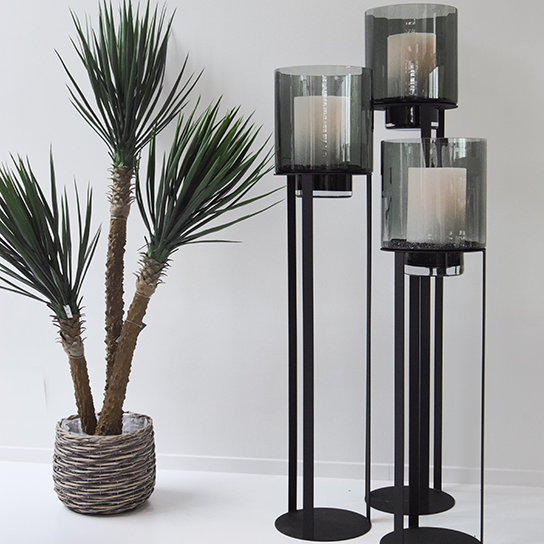 [4019] Sokkel Metaal Rond Zwart  excl. windlicht (ø27.5 x 100 cm)