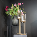 Sokkel Metaal Rond Goud incl. windlicht Topaz glas