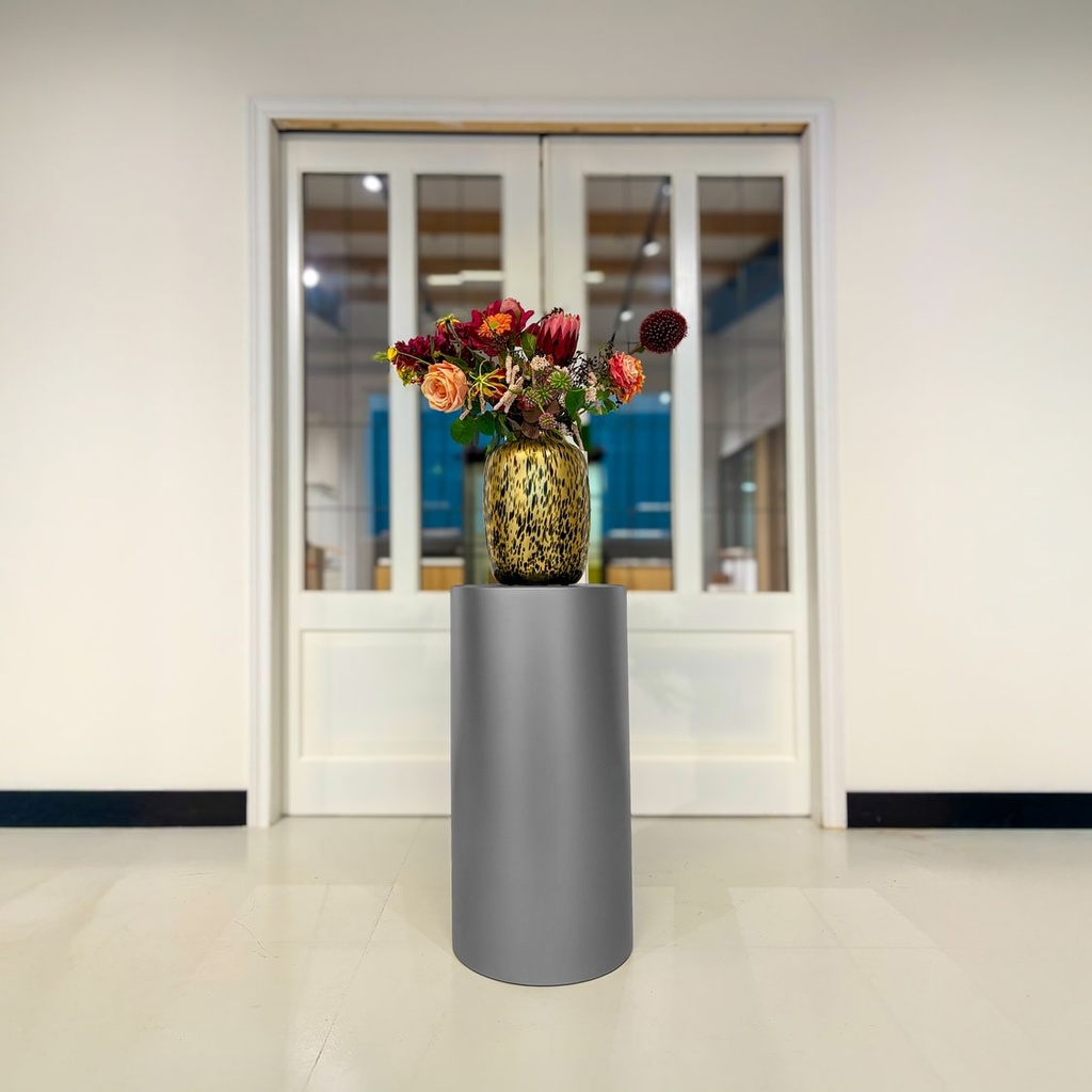 [1226] Metaal Gelakte Zuil Rond Gun Metal (315 x 315 x 1000 mm)