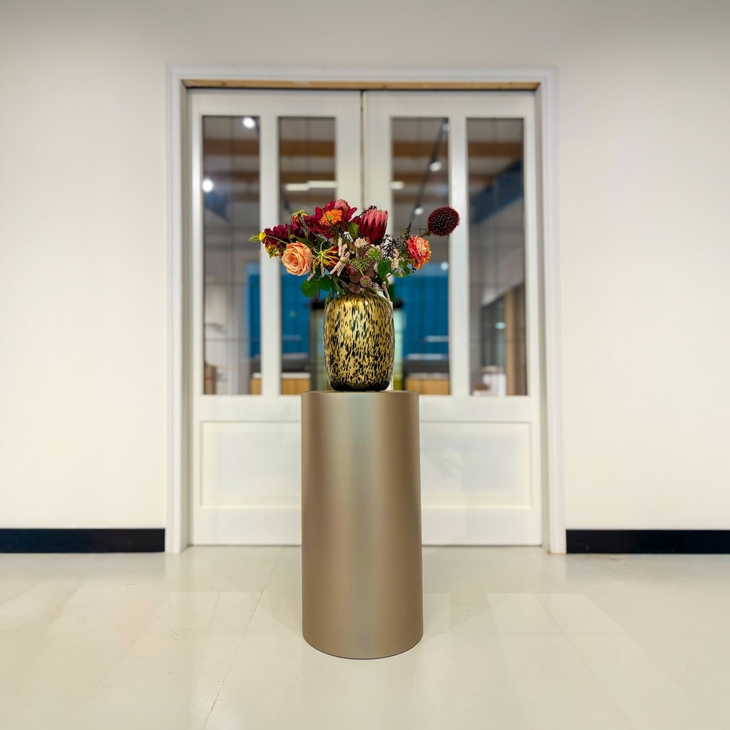 [1223] Metaal Gelakte Zuil Rond Antiek Brons  (315 x 315 x 1000 mm)