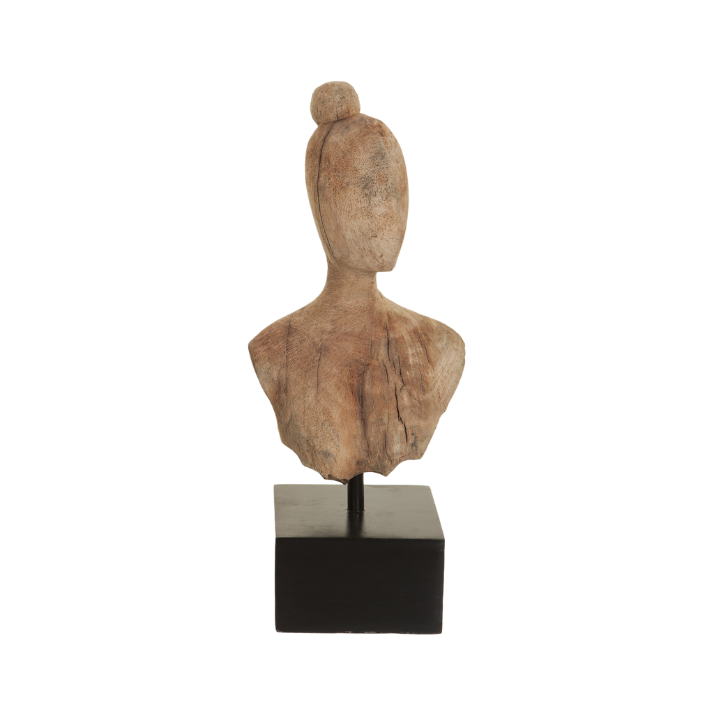 Houten beeld vrouwen hoofd